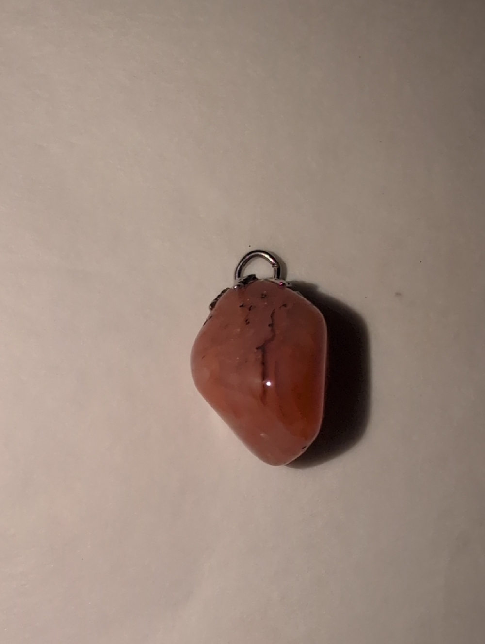 🥀3/$25🥀 Polished Orange Agate Stone Pendant Necklace Charm Silver